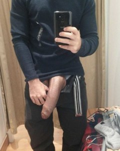 Hanging with gym pants Dick